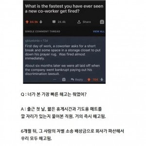 내가 본 가장 빠른 해고