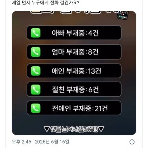 제일 먼저 누구한테 전화하실건가요?