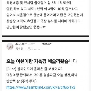 결혼 자금 3억 몰빵한 신혼부부 근황