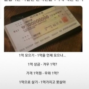 놀랍지만 사실인 한국인들 1억에 대한 인식