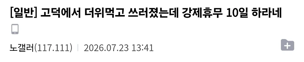 노가다 건설현장에서 일하다가 더위로 실신하면 생기는일