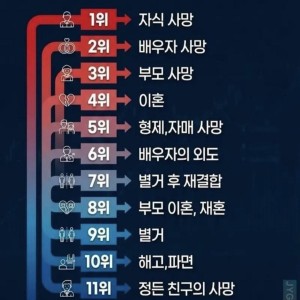 인간이 느끼는 스트레스 순위
