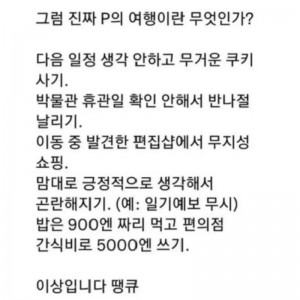 그럼 진짜 P의 여행이란 무엇인가?