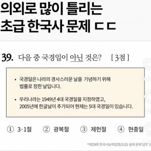 의외로 많이 틀리는 초급 한국사 문제