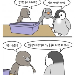 남의 집 밥을 축내러 온 펭귄의 내용을 보여주는 이미지