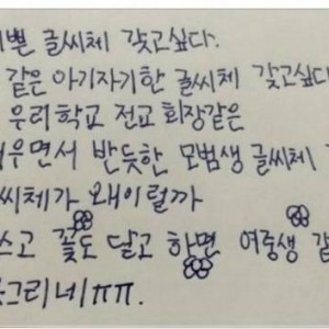 악필이라 속상한 중학생의 내용을 보여주는 이미지