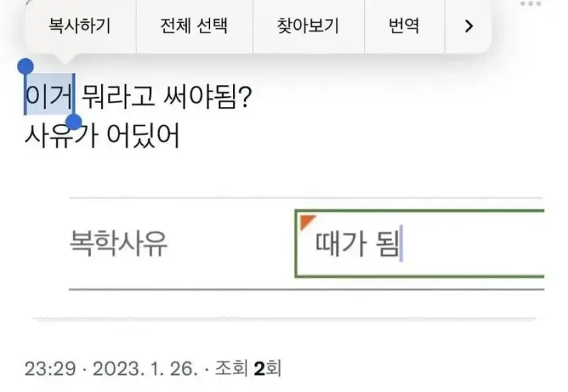 딱히 쓸 말이 없는 사유