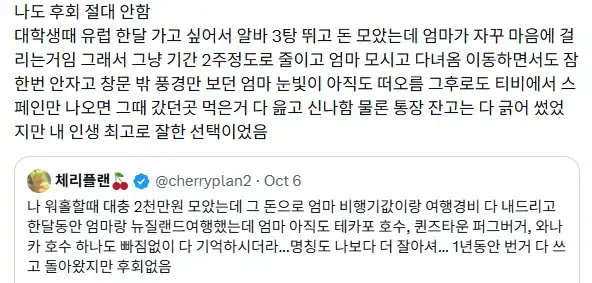 비싼 돈 들여서 엄마랑 해외여행 간 거 절대로 후회 안함