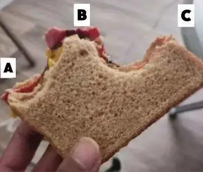 샌드위치가 이 상태일때 어디부터 드세요?